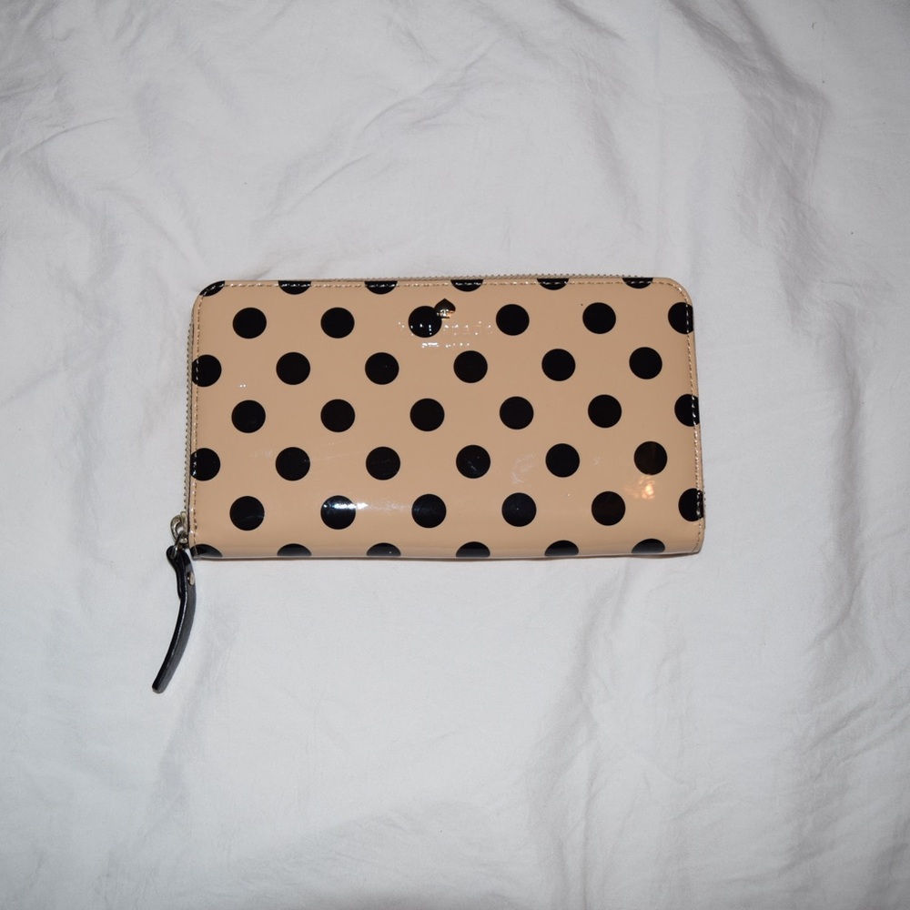 Kate Spade Black and Tan Polka Dot Wallet